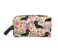SamLng Grande borsa cosmetica da viaggio - Dog Floral Full-Print Design, organizer portatile per articoli da toeletta, borsa multiuso per trucco, bianco, taglia unica, bianco, Taglia unica