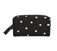 SamLng Grande borsa cosmetica da viaggio - Dot Black & White Full-Print Design, organizer portatile per articoli da toeletta, borsa multiuso per trucco, bianco, taglia unica, Bianco, One Size