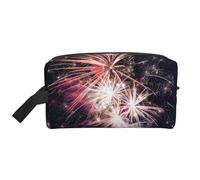 SamLng Grande borsa cosmetica da viaggio - Esplosione Fuochi d'artificio design stampa completa, organizer portatile per articoli da toeletta, borsa multiuso per trucco, bianco, taglia unica, bianco