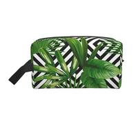 SamLng Grande borsa cosmetica da viaggio - Foglie verdi di palma pianta tropicale con stampa completa, organizer portatile per articoli da toeletta, astuccio multiuso per trucco, bianco, taglia unica