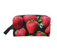 SamLng Grande borsa cosmetica da viaggio - Fresh Strawberry Full-Print Design, organizer portatile per articoli da toeletta, borsa multiuso per trucco, bianco, taglia unica, Bianco, One Size