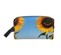 SamLng Grande borsa cosmetica da viaggio - girasoli sole design con stampa completa, organizer portatile per articoli da toeletta, borsa multiuso per trucco, bianco, Taglia unica
