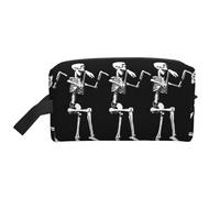 SamLng Grande borsa cosmetica da viaggio - Halloween scheletro snodabile teschio design full-print organizer portatile per articoli da toeletta borsa multiuso per trucco, bianco, Taglia unica