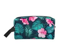 SamLng Grande borsa cosmetica da viaggio - Hawaii fiore rosa stampa design full-print organizer portatile per articoli da toeletta borsa multiuso per trucco, bianco, taglia unica, bianco, Taglia unica