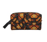 SamLng Grande borsa cosmetica da viaggio - Heaps of Orange Monarch Butterflies Full-Print Design, organizer portatile per articoli da toeletta, astuccio multiuso per trucco, bianco, taglia unica