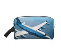 SamLng Grande borsa cosmetica da viaggio, motivo aeroplani, organizer portatile per articoli da toeletta multiuso, colore bianco, taglia unica, Bianco, One Size