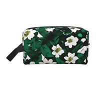 SamLng Grande borsa cosmetica da viaggio, motivo floreale verde cacciatore, design con stampa completa, organizer portatile per articoli da toeletta, astuccio multiuso per trucco, bianco, taglia unica