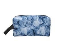 SamLng Grande borsa cosmetica da viaggio, motivo marmo blu scuro, con stampa completa, organizer portatile per articoli da toeletta, astuccio multiuso per trucco, bianco, taglia unica, Bianco, One