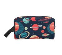 SamLng Grande borsa cosmetica da viaggio, motivo pianeti dello spazio esterno, organizer portatile per articoli da toeletta multiuso, colore bianco, taglia unica, Bianco, One Size
