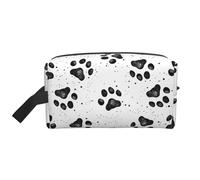 SamLng Grande borsa cosmetica da viaggio, motivo zampa di cane, design con stampa completa, organizer portatile per articoli da toeletta, borsa multiuso per trucco, bianco, Taglia unica