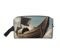 SamLng Grande borsa cosmetica da viaggio - Old Viking Boat Full-Print Design, organizer portatile per articoli da toeletta, astuccio multiuso per trucco, bianco, taglia unica, bianco, Taglia unica