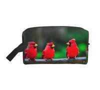SamLng Grande borsa cosmetica da viaggio - Red Cute Birds Full-Print Design, organizer portatile per articoli da toeletta, borsa multiuso per trucco, bianco, Taglia unica