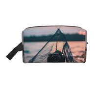 SamLng Grande borsa cosmetica da viaggio - Reti da pesca con stelle marine, design con stampa completa, organizer portatile per articoli da toeletta, astuccio multiuso per trucco, bianco, taglia unica