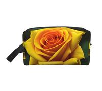 SamLng Grande borsa cosmetica da viaggio - Rosa gialla con stampa completa, organizer portatile per articoli da toeletta, borsa multiuso per trucco, bianco, Taglia unica