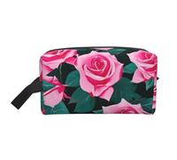 SamLng Grande borsa cosmetica da viaggio - Rosa Rose Picture Full-Print Design, organizer portatile per articoli da toeletta, borsa multiuso per trucco, bianco, Taglia unica