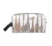 SamLng Grande borsa cosmetica da viaggio - Simpatiche giraffe in stile cartone animato, design con stampa completa, organizer portatile per articoli da toeletta, borsa multiuso per trucco, bianco