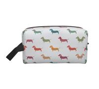SamLng Grande borsa cosmetica da viaggio - Simpatici cani bassotto design con stampa completa, organizer portatile per articoli da toeletta, astuccio multiuso per trucco, bianco, taglia unica, Bianco