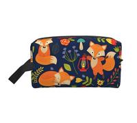 SamLng Grande borsa cosmetica da viaggio - Simpatico animale volpe fiore design stampa completa, organizer portatile per articoli da toeletta, borsa multiuso per trucco, bianco, Taglia unica