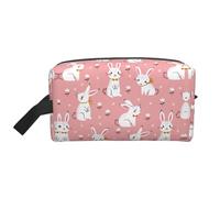 SamLng Grande borsa cosmetica da viaggio - Simpatico coniglio bianco con stampa completa, organizer portatile per articoli da toeletta, astuccio multiuso per trucco, bianco, taglia unica, bianco