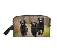 SamLng Grande borsa cosmetica da viaggio - Trotting Flat Coated Retrievers Paw Full-Print Design, organizer portatile per articoli da toeletta, sacchetto multiuso per trucco, bianco, Taglia unica