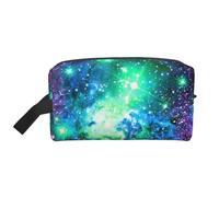 SamLng Grande borsa cosmetica da viaggio - Verde Blu Viola Galaxy Full Print Design Portable Toiletry Organizer Borsa Multiuso per Trucchi, Bianco, Taglia Unica, Bianco, One Size