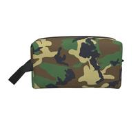 SamLng Grande borsa cosmetica da viaggio - verde militare mimetico design full-print, organizer portatile per articoli da toeletta, borsa multiuso per trucco, bianco, Taglia unica