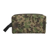 SamLng Grande borsa cosmetica da viaggio - verde mimetico design full-print, organizer portatile per articoli da toeletta, borsa multiuso per trucco, bianco, Taglia unica