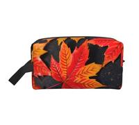 SamLng Grande borsa da viaggio per cosmetici, con foglie rosse autunnali, design con stampa completa, organizer portatile per articoli da toeletta, astuccio multiuso per trucco, bianco, taglia unica
