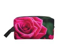 SamLng Grande borsa da viaggio per cosmetici, con stampa a fiori di rosa, organizer portatile per articoli da toeletta multiuso, colore bianco, taglia unica, Bianco, One Size