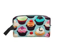 SamLng Grande borsa da viaggio per cosmetici, con stampa di cupcake colorati, organizer portatile per articoli da toeletta multiuso, colore bianco, taglia unica, bianco, Taglia unica