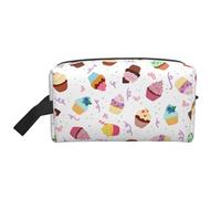 SamLng Grande borsa da viaggio per cosmetici, con stampa di deliziosi cupcake, organizer portatile per articoli da toeletta, astuccio multiuso per trucco, bianco, taglia unica, bianco, Taglia unica