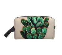 SamLng Grande borsa da viaggio per cosmetici, design con cactus art, organizer portatile per articoli da toeletta, astuccio multiuso per trucco, bianco, taglia unica, Bianco, One Size