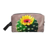 SamLng Grande borsa da viaggio per cosmetici, design con cactus fiorito, organizer portatile per articoli da toeletta, astuccio multiuso per trucco, bianco, taglia unica, bianco, Taglia unica