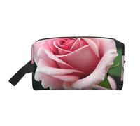 SamLng Grande borsa da viaggio per cosmetici, design con stampa a fiori di rosa, organizer portatile per articoli da toeletta, borsa multiuso per trucco, bianco, Taglia unica
