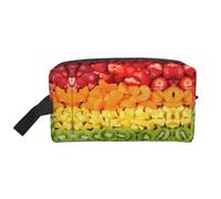 SamLng Grande borsa da viaggio per cosmetici, design con stampa di frutta arcobaleno, organizer portatile per articoli da toeletta, borsa multiuso per trucco, bianco, Taglia unica