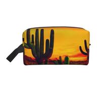 SamLng Grande borsa da viaggio per cosmetici, motivo: cactus nel deserto, con stampa completa, organizer portatile per articoli da toeletta, astuccio multiuso per trucco, bianco, taglia unica, bianco