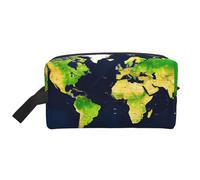 SamLng Grande borsa da viaggio per cosmetici, motivo: mappa del mondo, organizer portatile per articoli da toeletta, borsa multiuso per trucco, bianco, Taglia unica