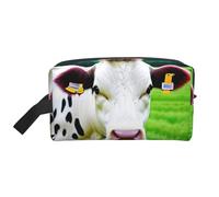 SamLng Grande borsa da viaggio per cosmetici, motivo mucca, design con stampa completa, organizer portatile per articoli da toeletta, astuccio multiuso per trucco, bianco, taglia unica, Bianco, One