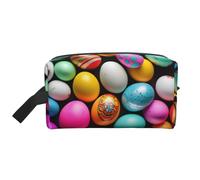 SamLng Grande borsa da viaggio per cosmetici, motivo uova di Pasqua, organizer portatile per articoli da toeletta, borsa multiuso per trucco, bianco, Taglia unica