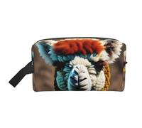 SamLng Grande borsa da viaggio per cosmetici - Simpatica alpaca, design con stampa completa, organizer portatile per articoli da toeletta, borsa multiuso per trucco, bianco, Taglia unica