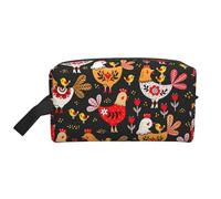 SamLng Grande borsa da viaggio per cosmetici - Simpatici galline di gallo, design con stampa completa, organizer portatile per articoli da toeletta, astuccio multiuso per trucco, bianco, taglia unica