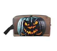 SamLng Grande trousse da viaggio per cosmetici, con disegno di Halloween, pipistrello e zucca, organizer portatile per articoli da toeletta multiuso, colore bianco, taglia unica, Bianco, One Size