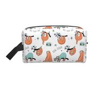 SamLng Grande trousse da viaggio per cosmetici, con divertente bradipo e bradipo, portatile, organizer per articoli da toeletta multiuso, per trucchi, bianco, Taglia unica