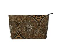 SamLng Hawaiian Tapa Honu Turtle - Trousse in velluto a coste con cerniera, organizer per cosmetici e articoli da toeletta - Pratica custodia per trucco da donna, nera, taglia unica