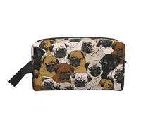SamLng Imagen De Pug - Grande trousse da viaggio con stampa completa, organizer portatile per articoli da toeletta multiuso, colore bianco, taglia unica, Bianco, One Size