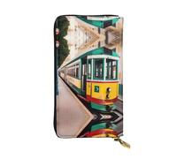 SamLng Lisbon Tram - Portafoglio lungo da donna, in pelle, con stampa, alla moda, leggero e impermeabile, nero, taglia unica, Nero , Taglia unica