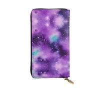 SamLng Magic Galaxy Sky Purple Print Portafoglio lungo in pelle da donna - Portafoglio in pelle impermeabile alla moda e leggero, nero, taglia unica, Nero , Taglia unica