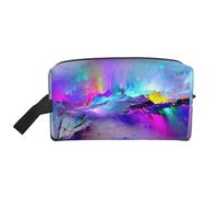 SamLng Northern Lights - Beauty case da viaggio con stampa di pittura - Trousse per trucchi per uomini e donne, organizer portatile per uso quotidiano, bianco, taglia unica, bianco, Taglia unica