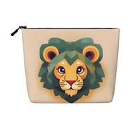 SamLng Organizer versatile per articoli da toeletta con leone dei cartoni animati, trousse in canapa finta, borsa per cosmetici riutilizzabile con astuccio con cerniera, nero, Taglia unica