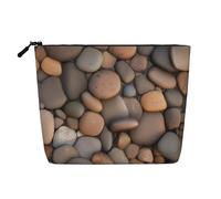 SamLng Pebbles in the beach - Organizer versatile per articoli da toeletta: borsa per trucchi in canapa finta, borsa da viaggio per accessori per il trucco, nera, taglia unica